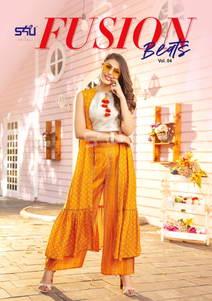 S4u Presents Fusion Beats Vol-4 Rayon Stylish Long Jacket Classy Look Western Style Kurtis Collection At Wholesale Price