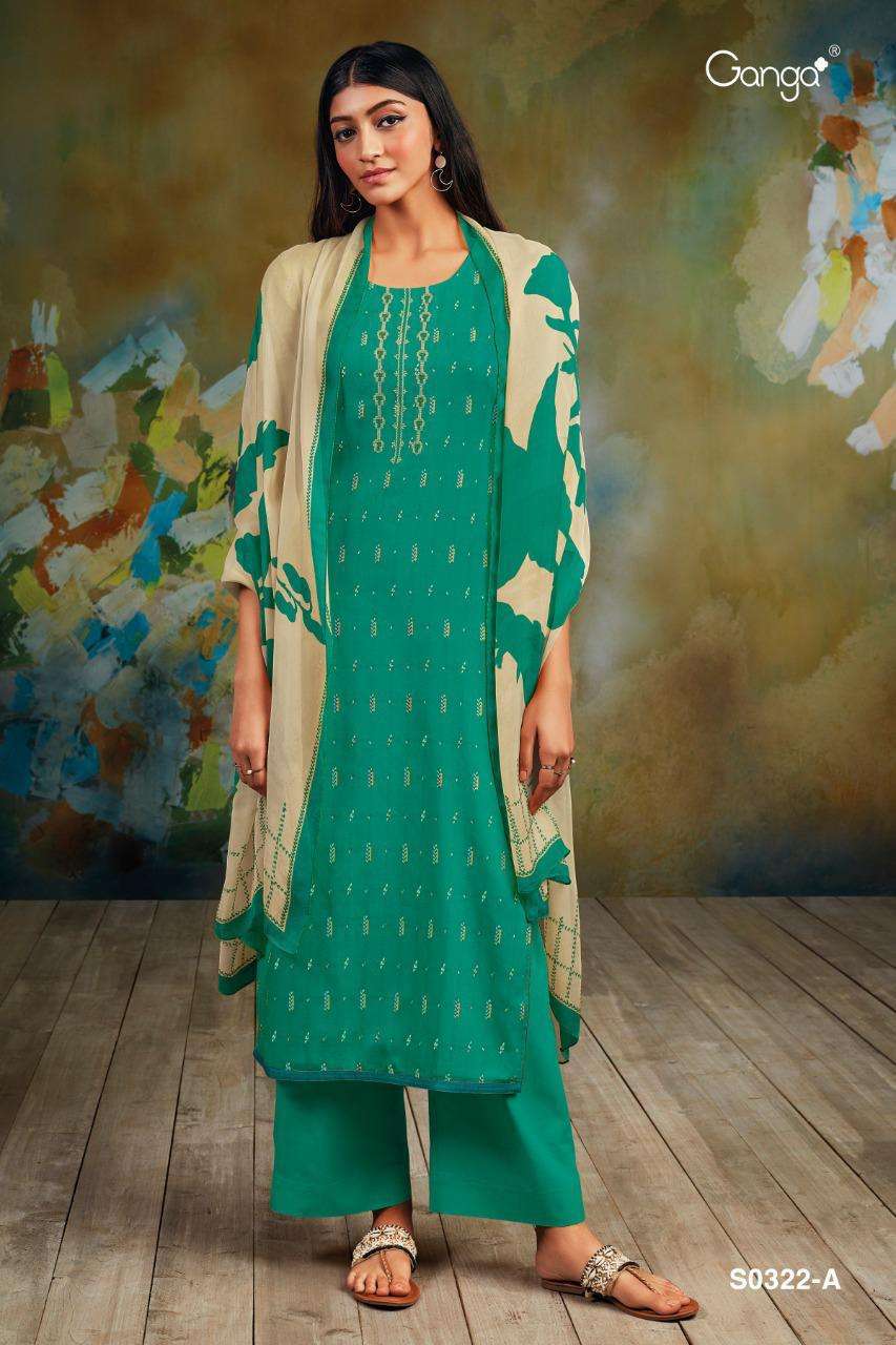 Ganga Suite Presents Rewa 322 Cotton Satin Plazzo Salwar Suit Wholesaler