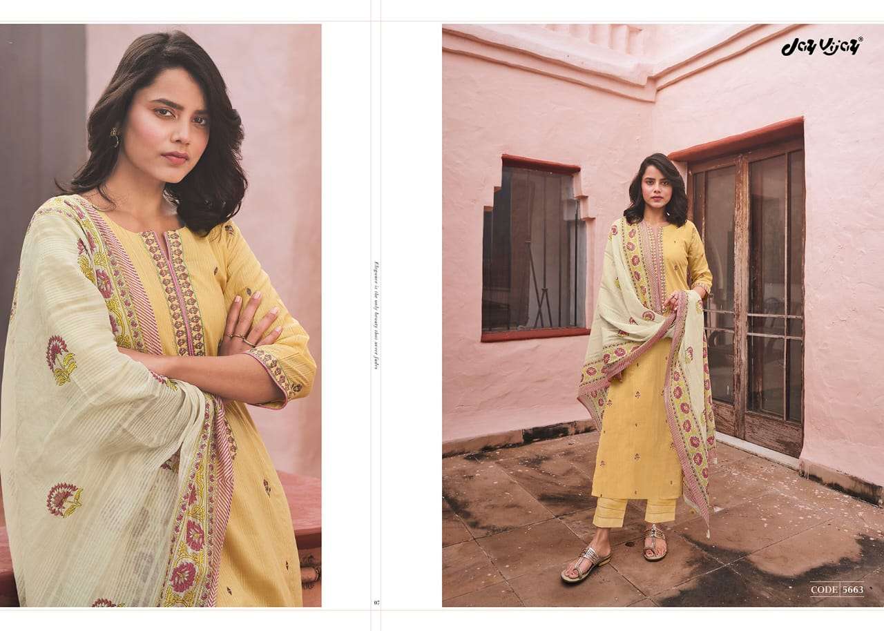 Jay Vijay Presents Summer Rage Pure Cotton Lining With Embroidery Work Salwar Suit Wholesaler