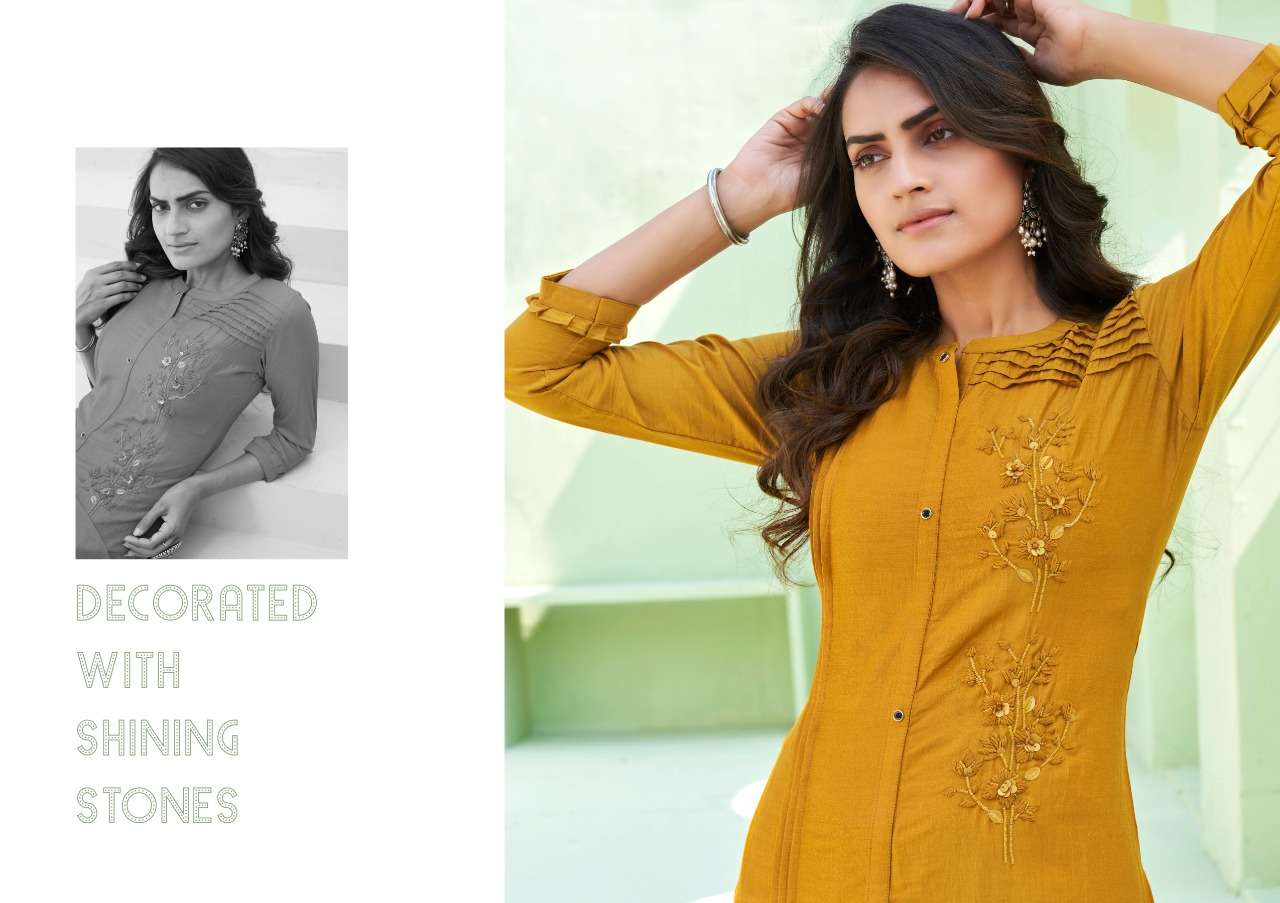 Kalaroop Presents Octavia Vol-7 Silk Handwork Daily Wear Kurtis Cataloge