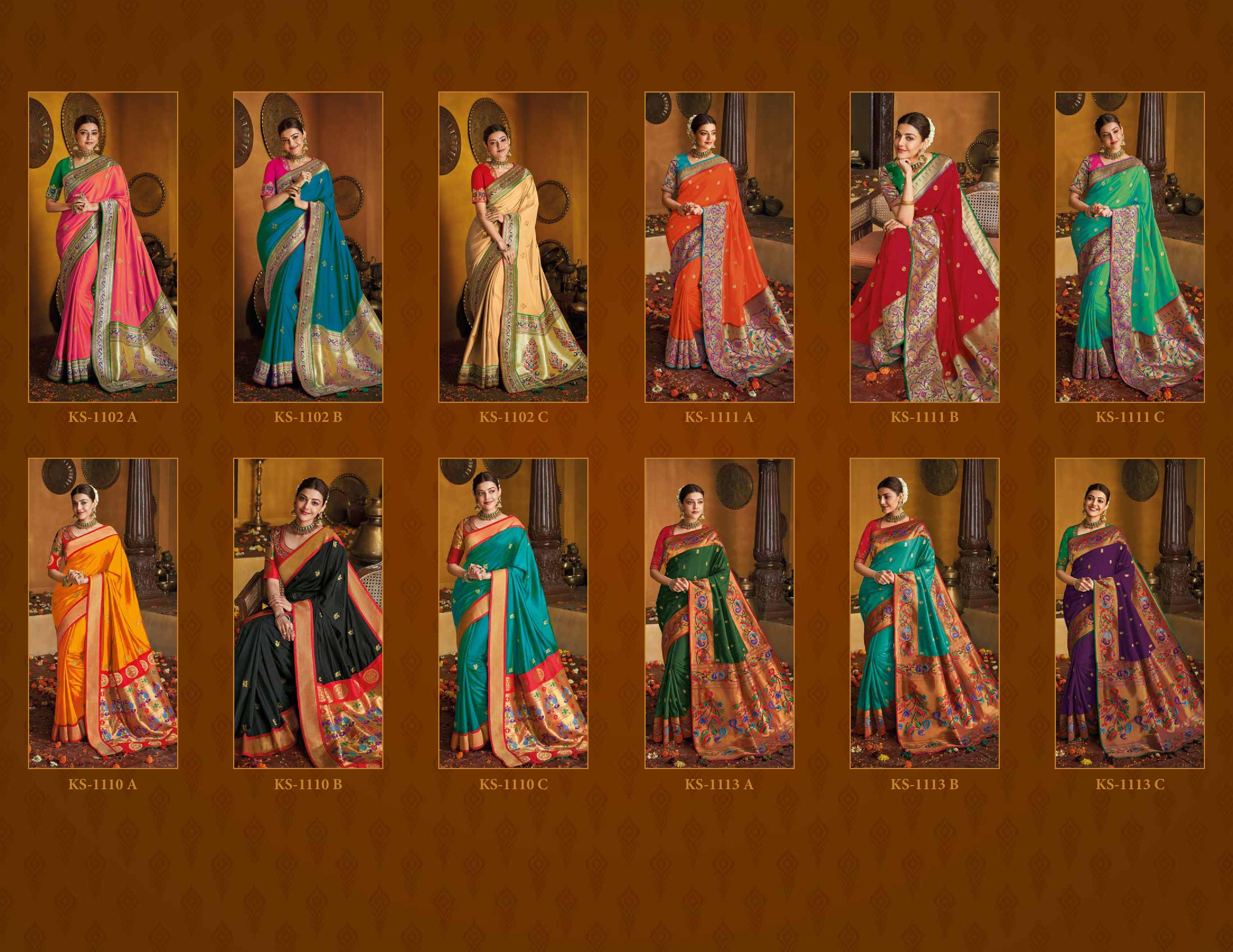 Kimora Presents Sunheri Vol-12 Kajal Hit List Colour Marriage Style Silk Sarees Catalog Wholesaler