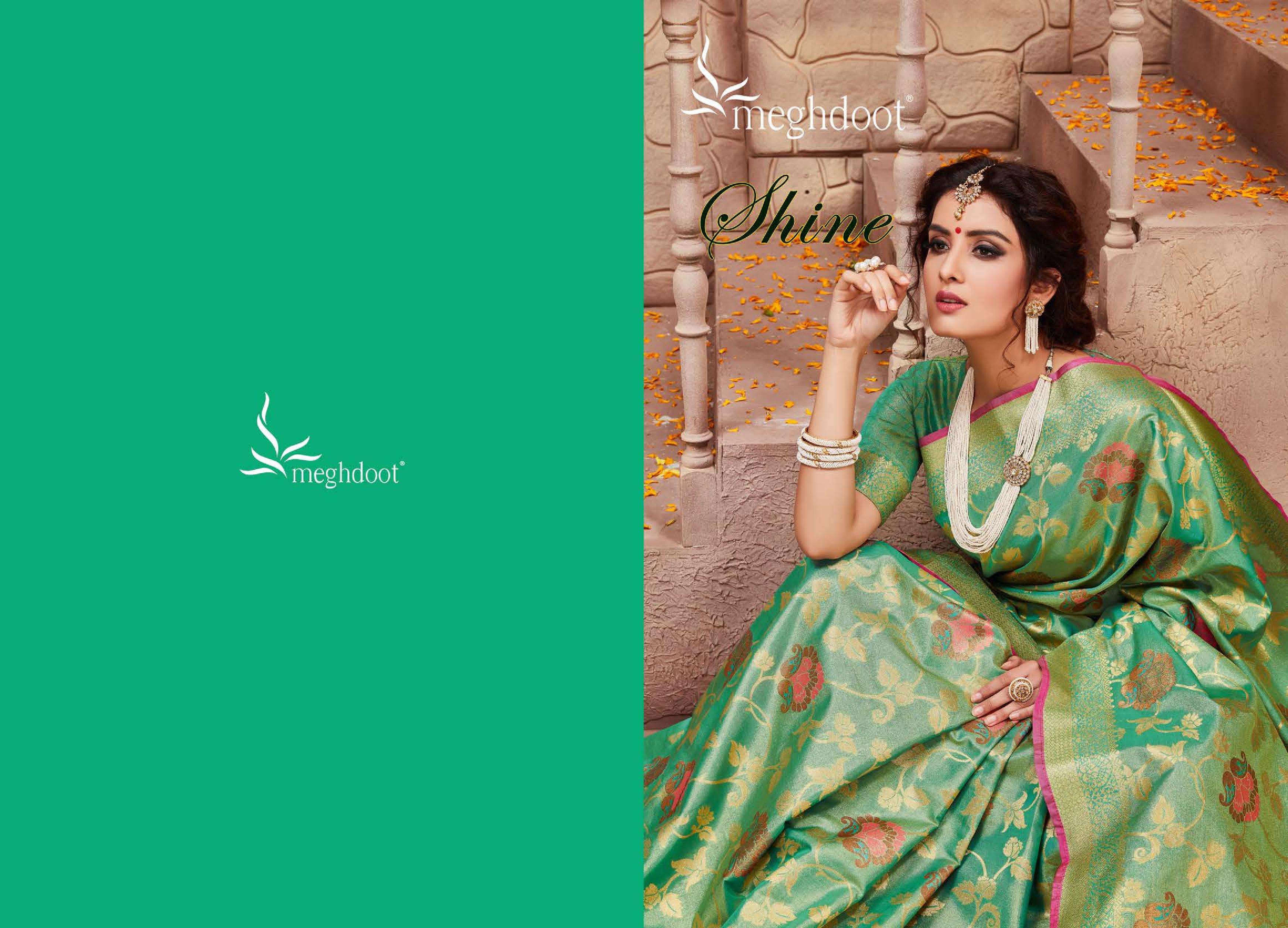 Meghdoot Presents Shine 1292 To 1323 Series Indian Wedding Wear Silk Sarees Catalog Wholesaler