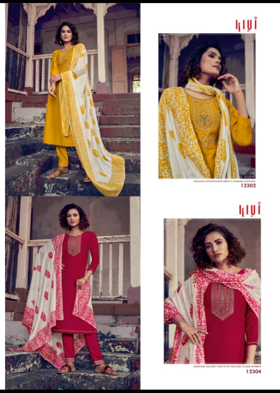 Kivi Presents Purika Latest Silk With Embroidery Work Readymade Salwar Suits