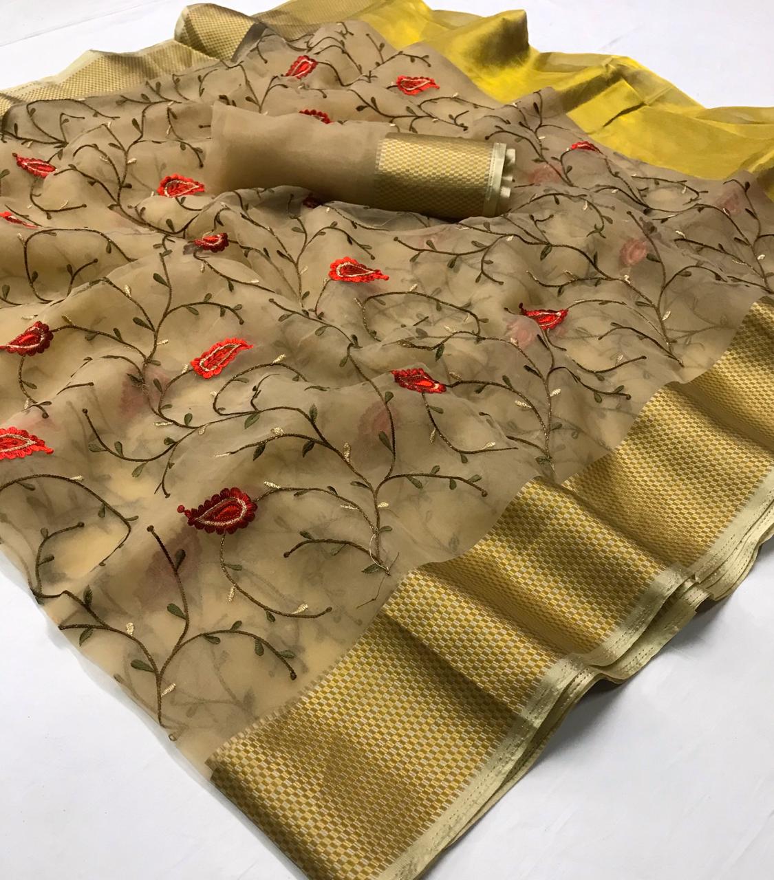 Exclusive! Crushed Tissue Silk Sarees with Cutwork Embroidery Coming up |  www.mirraclothing.com Get 30% OFF on our plain raw silk blo... | Instagram