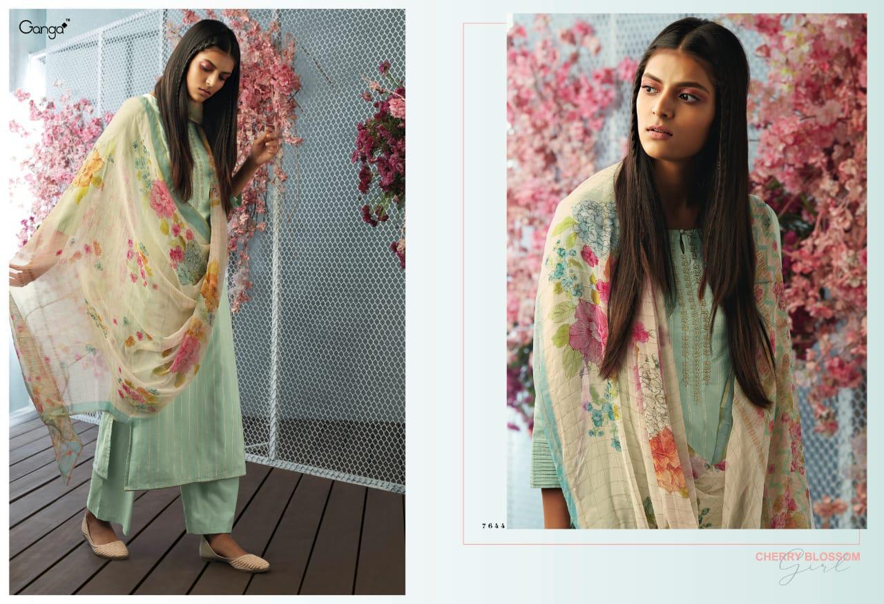 Ganga Fashion Presents Cherry Blossom Superior Cotton Printed With Gold Print Fancy Salwar Suit Wholesaler