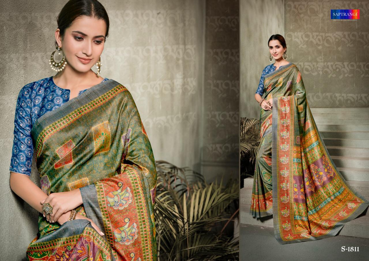 Saptrangi Presents Pure Tussar Silk Digital Printed Signature Saree Collection At Wholesaler