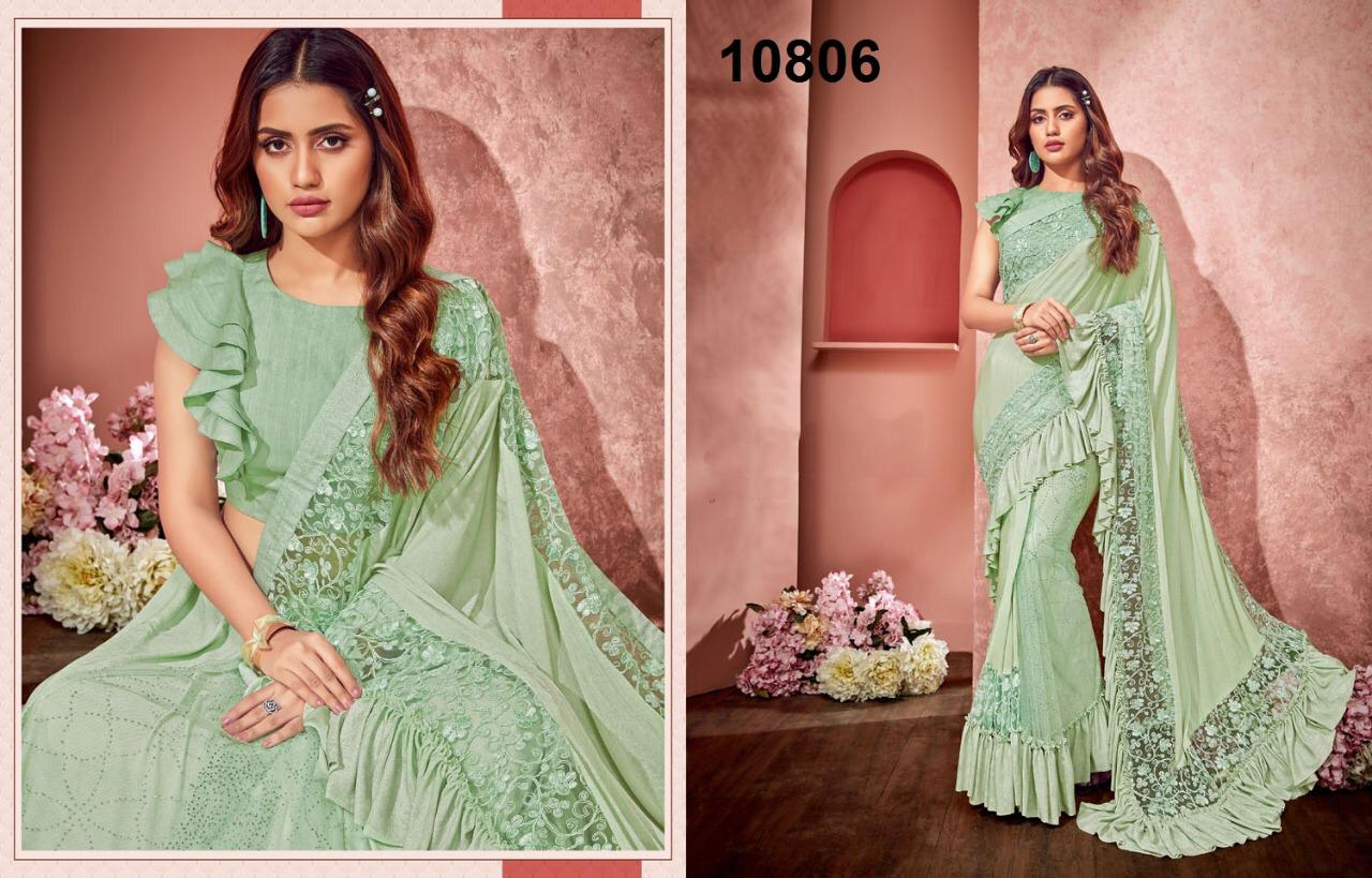 Mahotsav Presents 10800 To 10814 Series Designer Party Wear Sarees Catalog Wholesaler