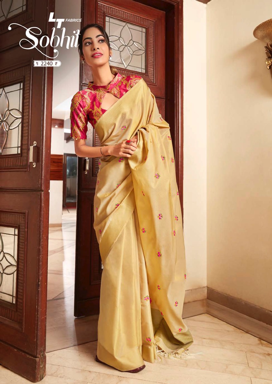Lt Sarees Presents Shobhit Linen Zari With Resham Work And Designer Blouse Concept Sarees Catalog Wholesaler