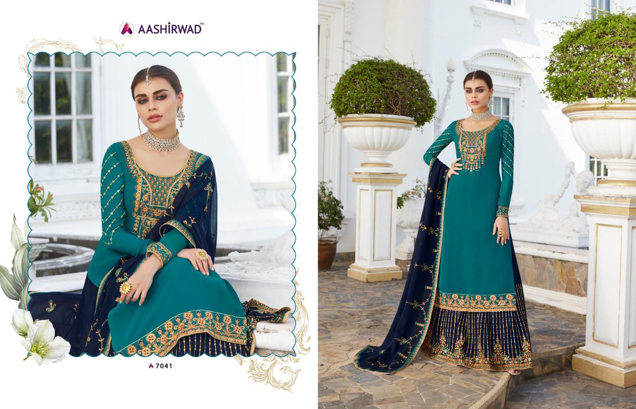 Aashirwad Presents Skirt Mor-bagh Designer Real Georgette Top With Lehenga Collection In Wholesale