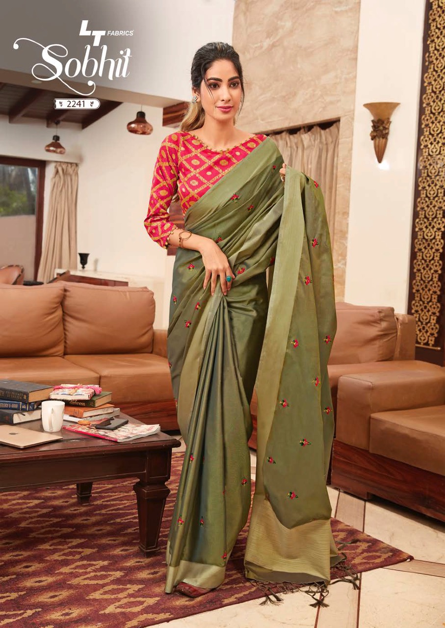 Lt Sarees Presents Shobhit Linen Zari With Resham Work And Designer Blouse Concept Sarees Catalog Wholesaler