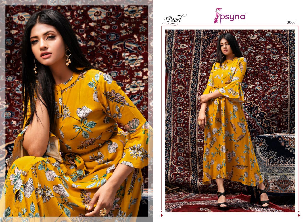Psyna Presents Pearl Vol 3 Designer Party Wear Fancy Gown Style Kurtis Collection