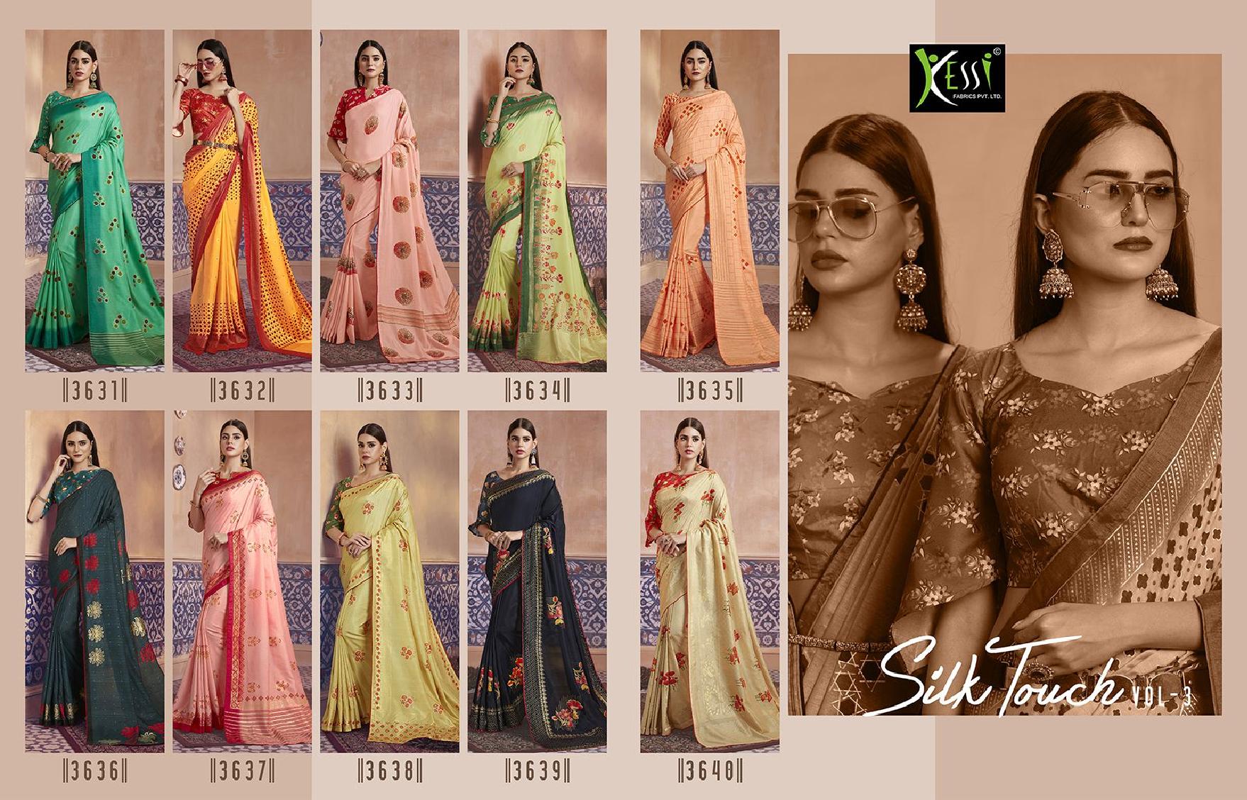 Kessi Sarees Presents Silk Touch Vol-3 Designer Party Wear Sarees Catalog Wholesaler