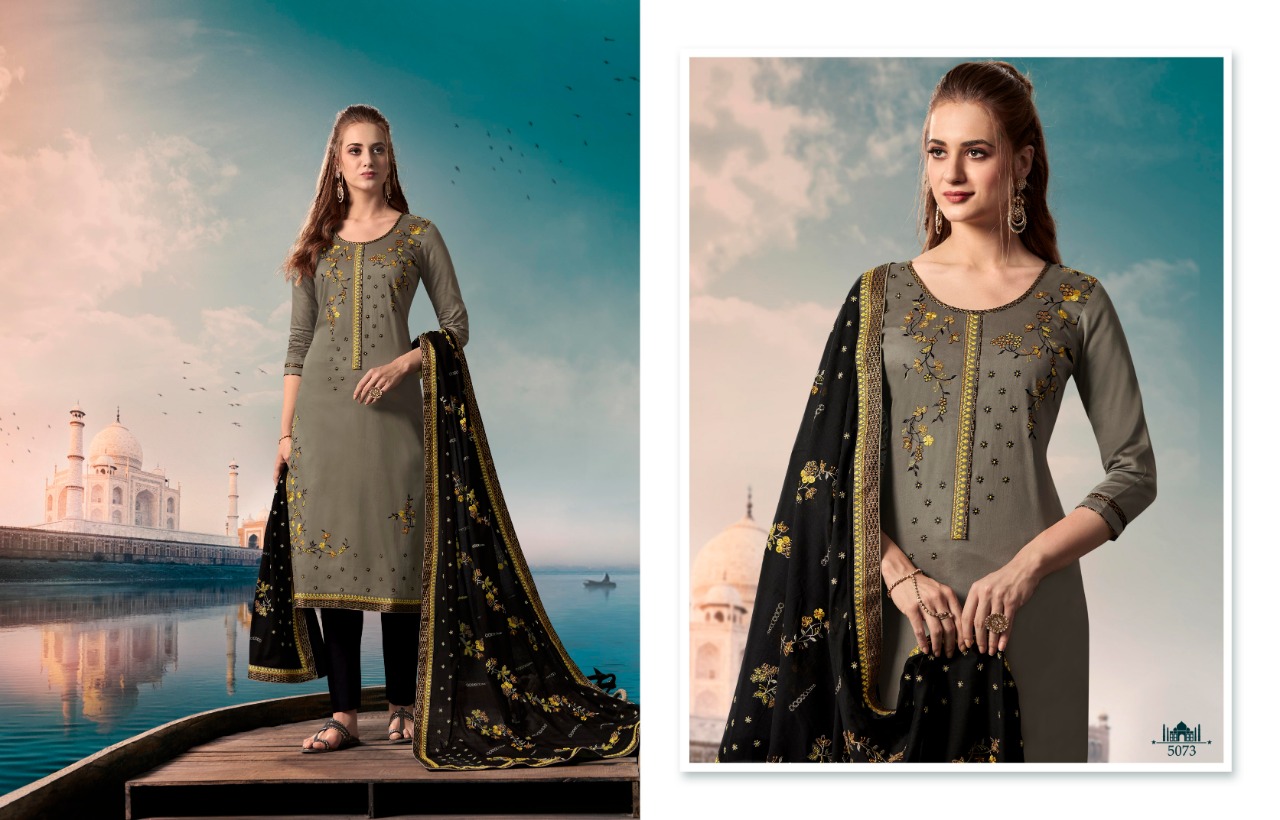 Kessi Presents Taj Pure Jam Silk Cotton With Emboidery Work Designer Straight Sawlar Suit Catalog Wholesaler