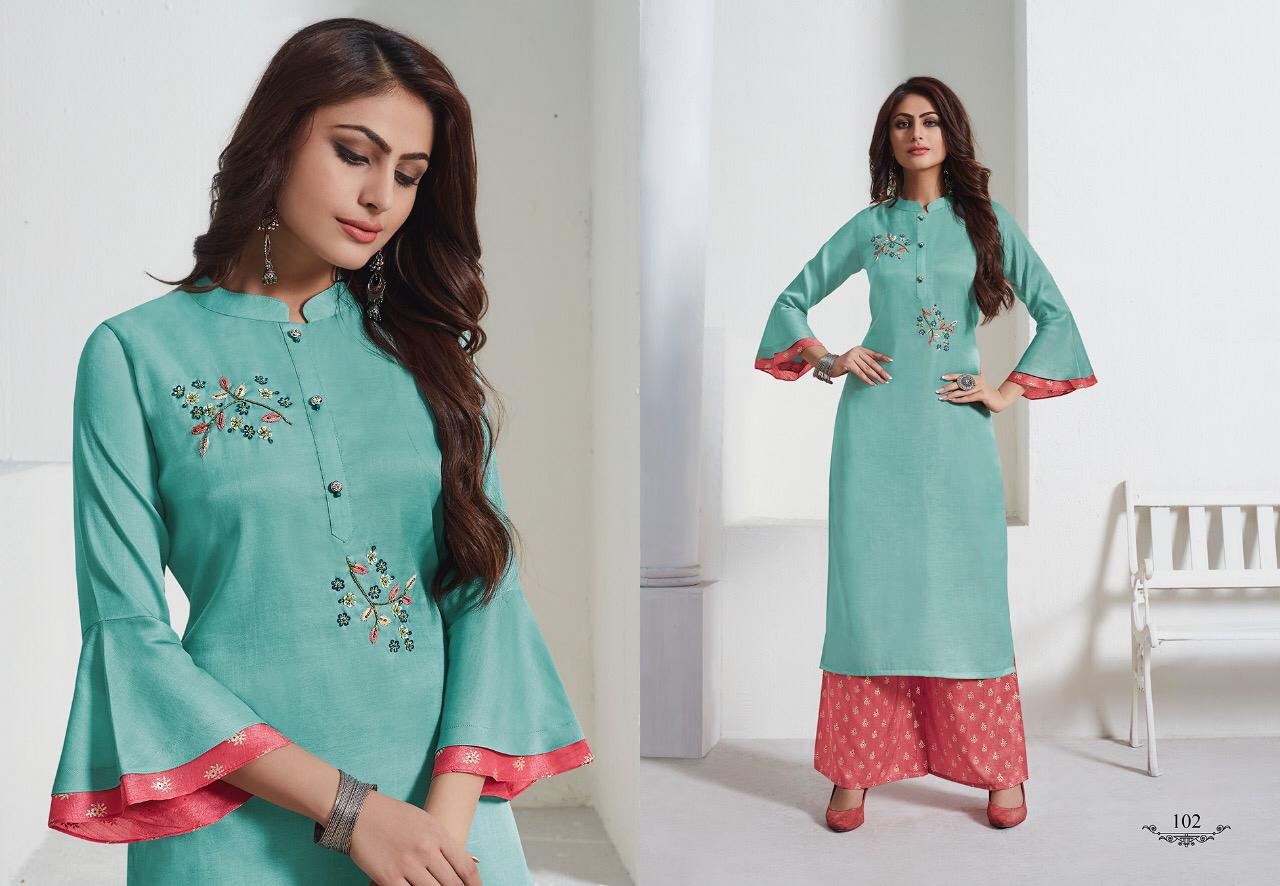 Lt Nitya Launching Floss Latest Kurti With Plazzo Party Wear Collection ...