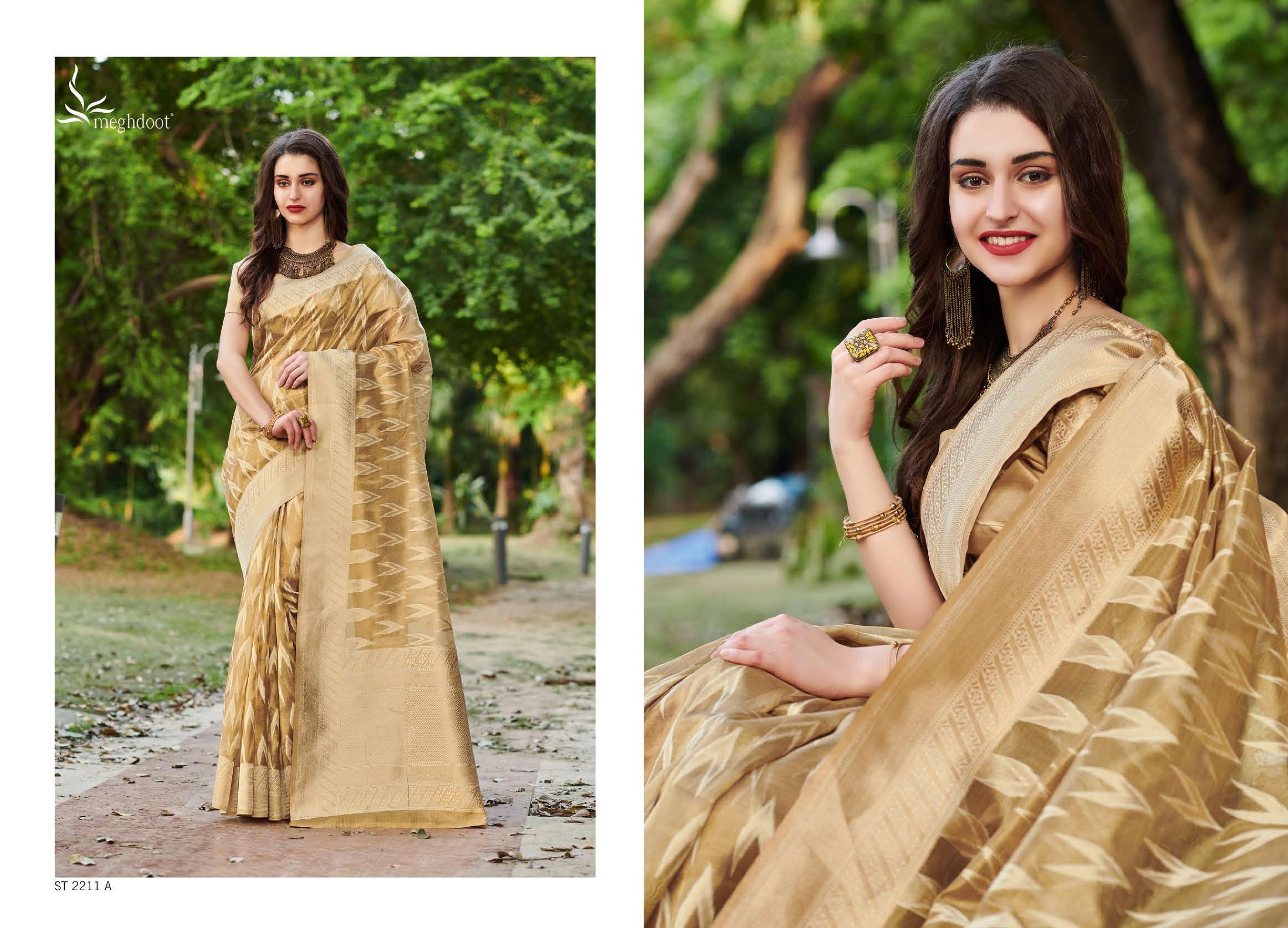 Meghdoot Presents Spark 2211 To 2896 South Indian Style Silk Sarees Catalog Wholesaler And Exporters