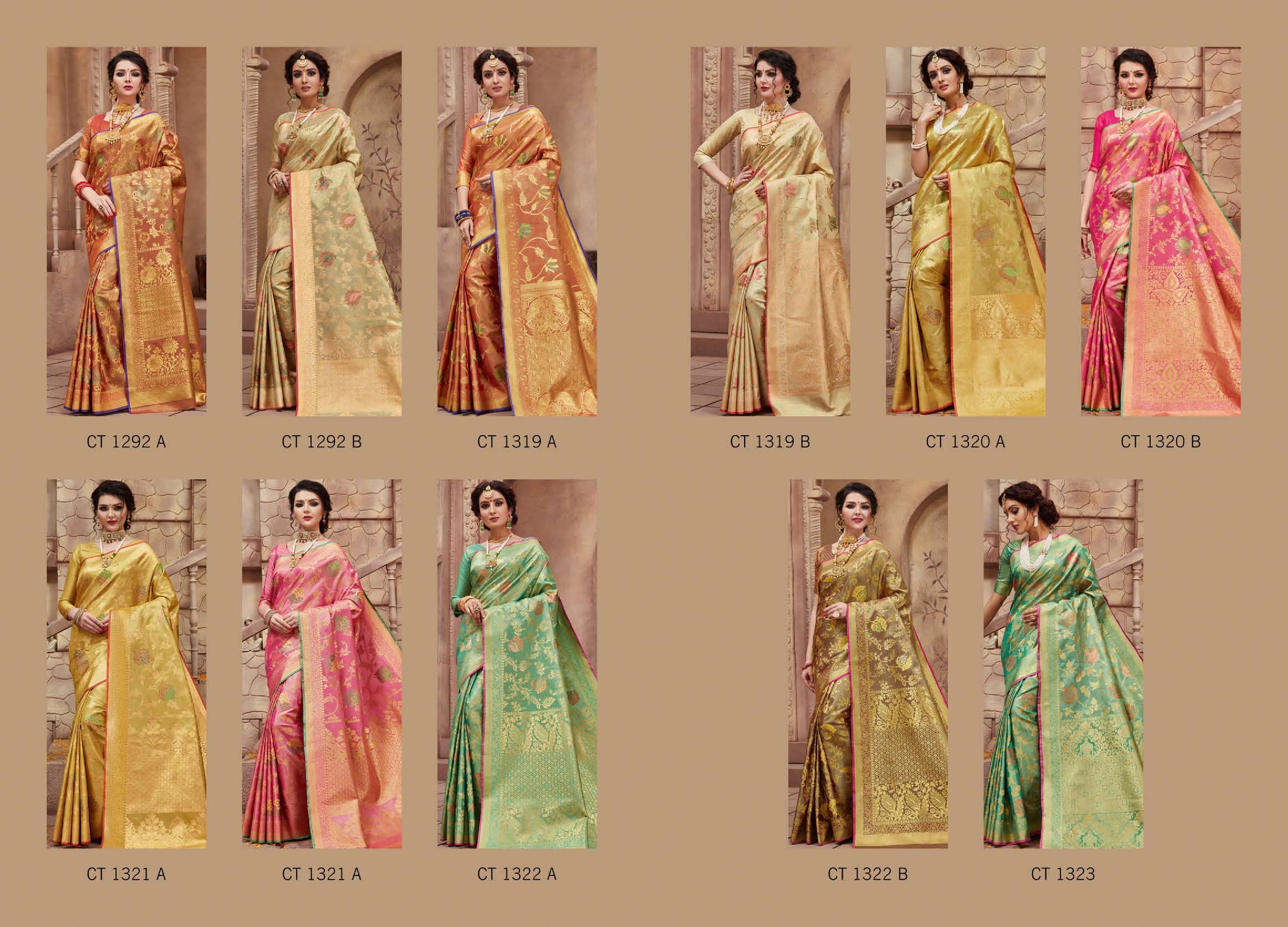 Meghdoot Presents Shine 1292 To 1323 Series Indian Wedding Wear Silk Sarees Catalog Wholesaler