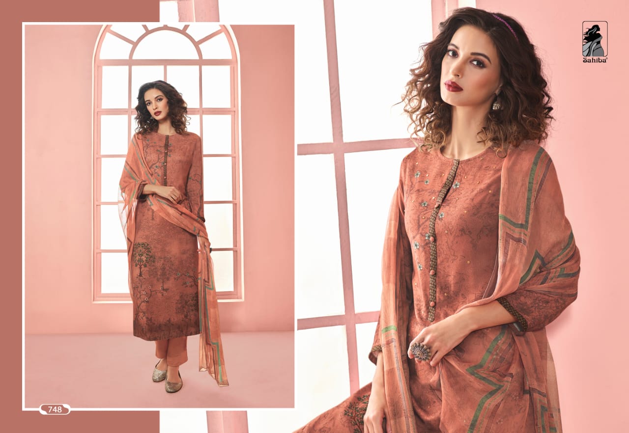 Sahiba Suit Presents Meraki Pure Pashmina Digital Printedd Straight Salwar Suit Catalog Wholesaler