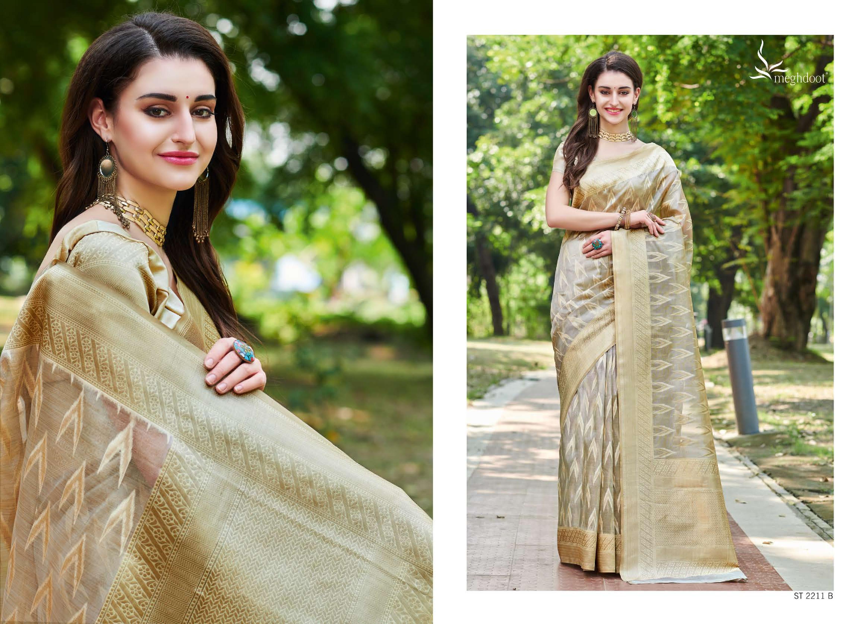 Meghdoot Presents Spark 2211 To 2896 South Indian Style Silk Sarees Catalog Wholesaler And Exporters