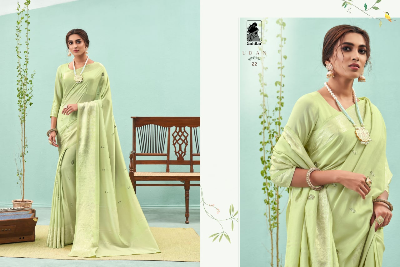 Sahiba Presenting Udan Latest Silk With Hand Work New Design Print Saree Catalogs