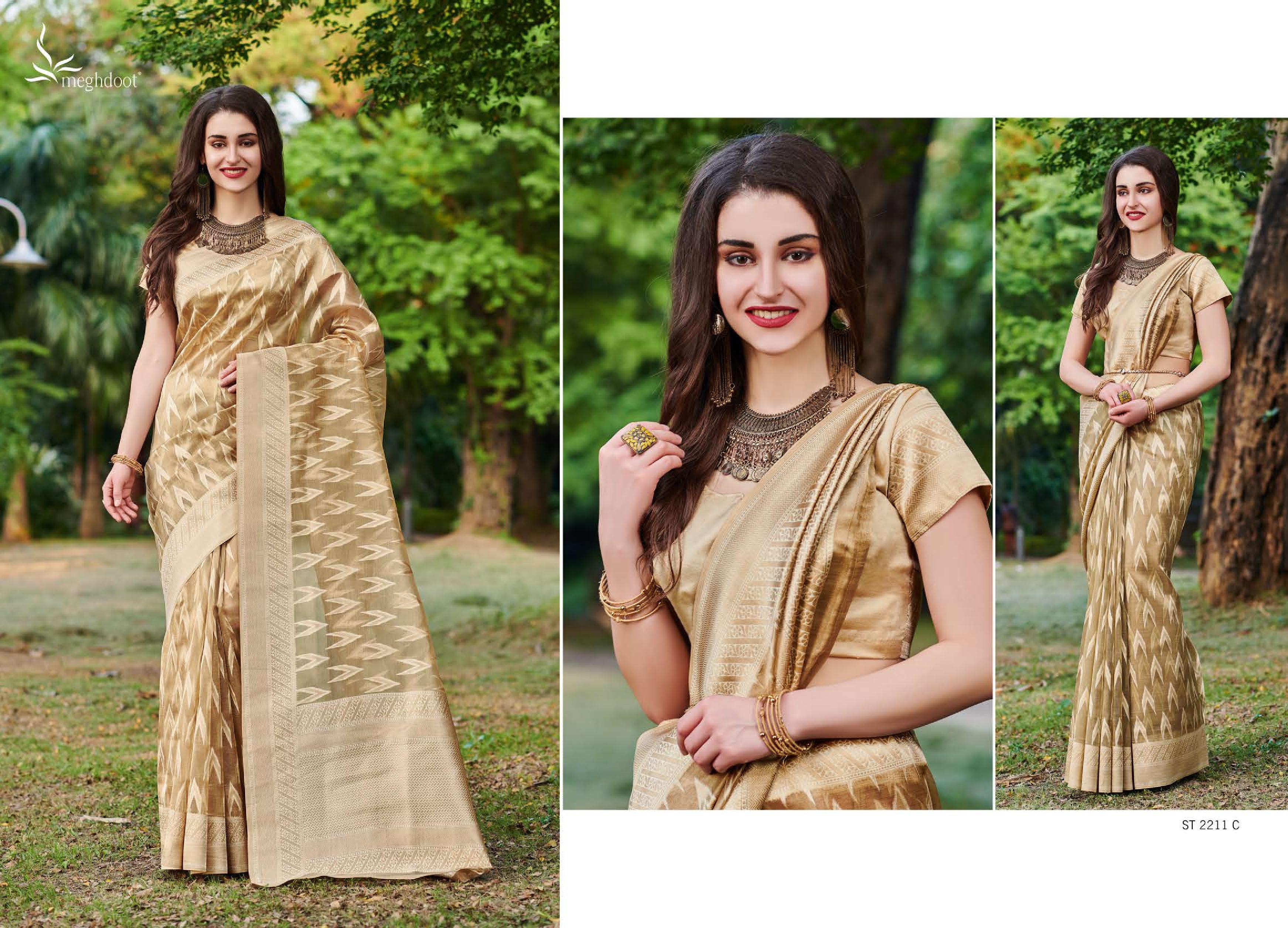 Meghdoot Presents Spark 2211 To 2896 South Indian Style Silk Sarees Catalog Wholesaler And Exporters