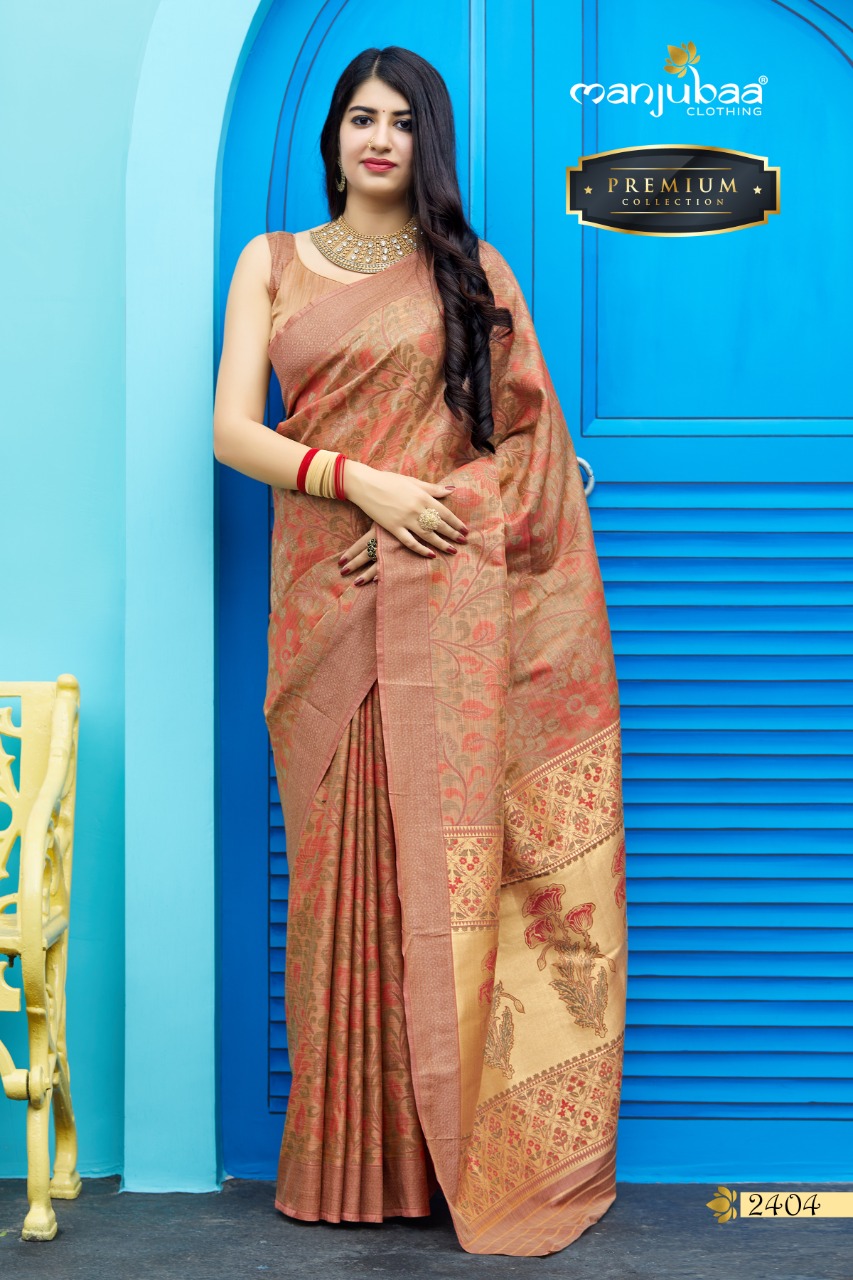 Manjubaa Launching Premium Exclusive Designer Banarasi Silk Sarees Catalog Wholesaler