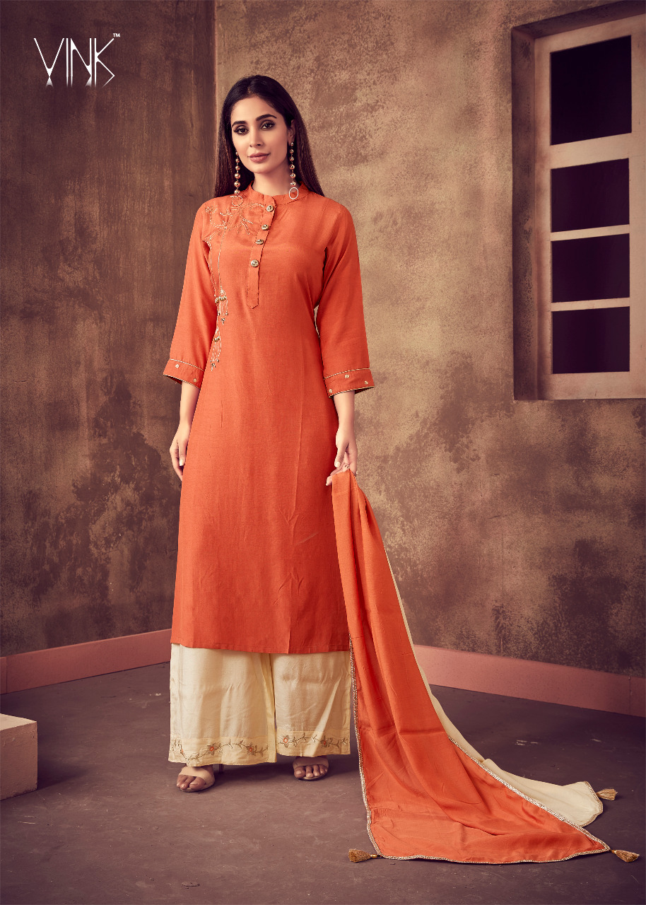 Vink Lounching Sabhaya Pure Muslin Kurta With Pure Dupatta And Muslin Pants With Embroidery And Hand Work Festive Collection At Wholesale