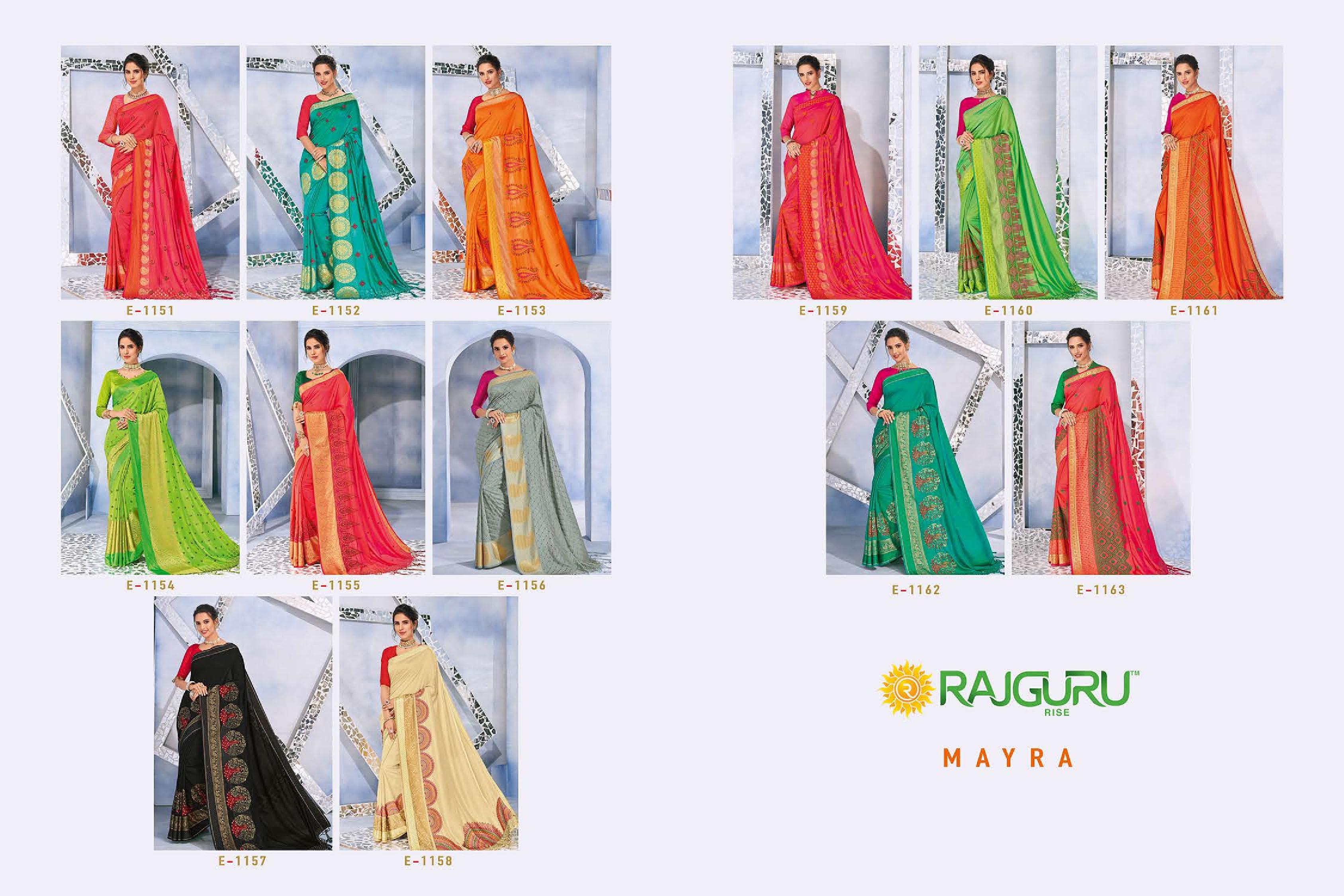Rajguru Presents Mayra Premium Designer Party Wear Sarees Catalog Exporters