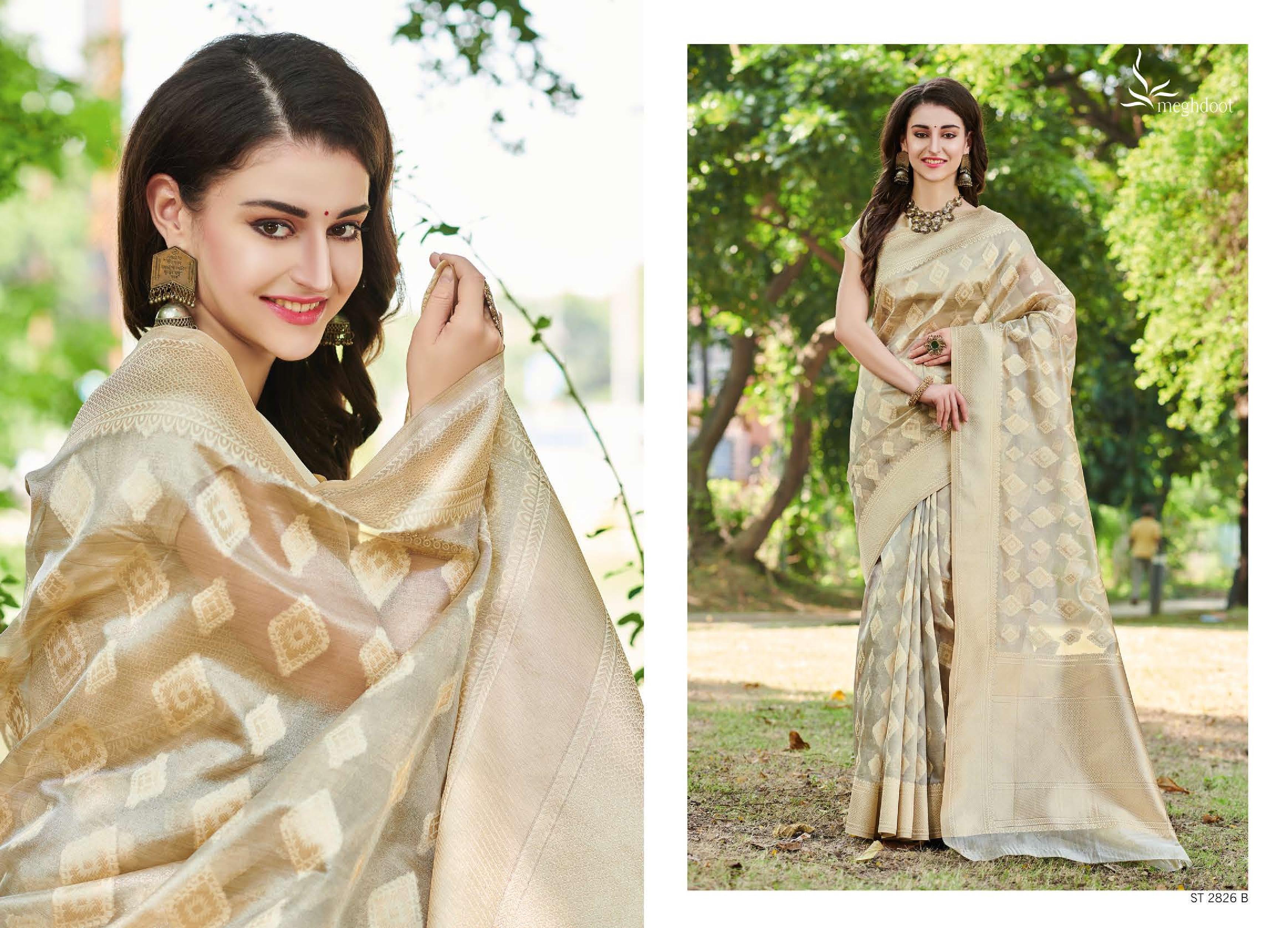 Meghdoot Presents Spark 2211 To 2896 South Indian Style Silk Sarees Catalog Wholesaler And Exporters