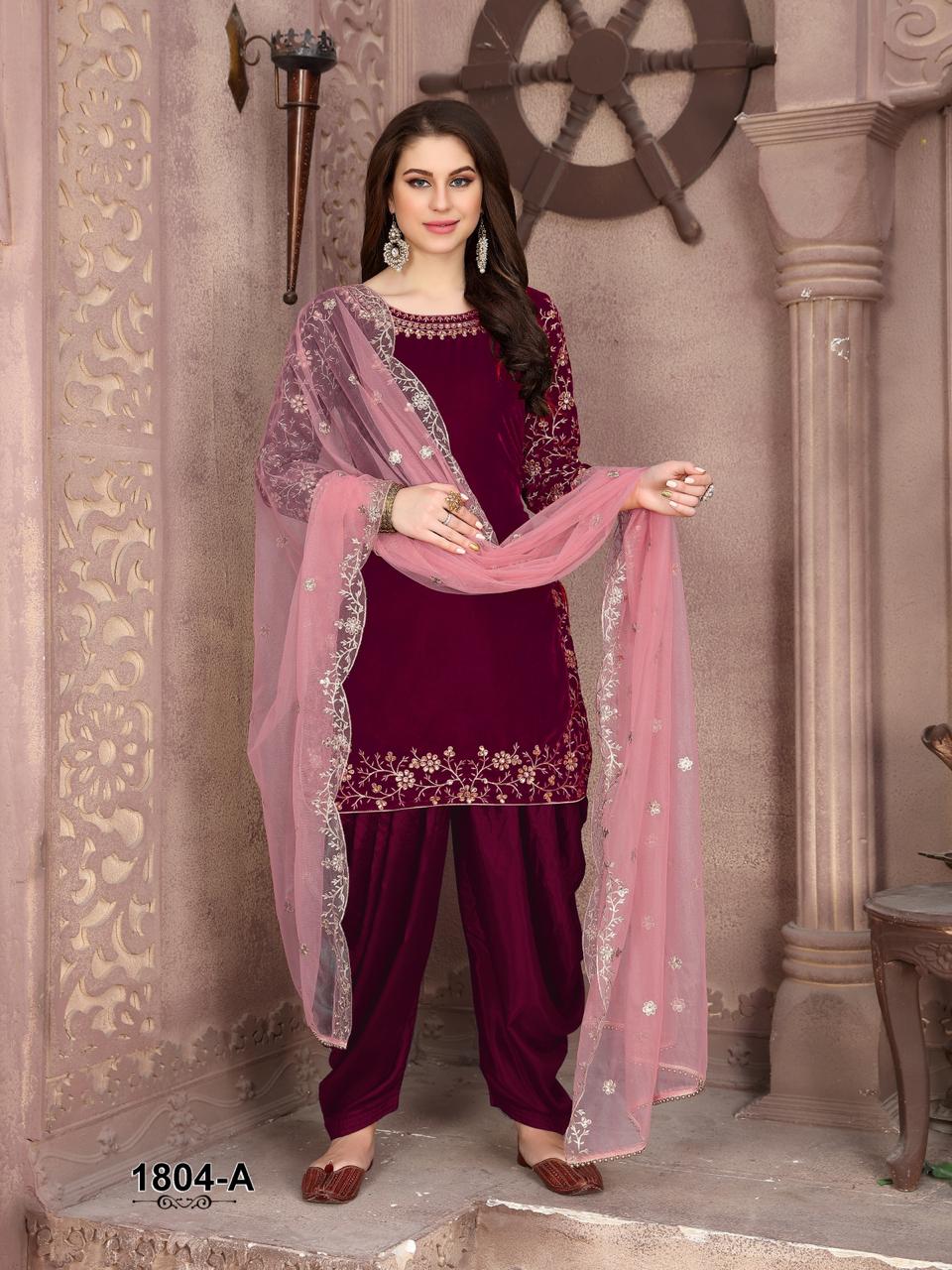 Twisha Presents 1804 Colors Vol-18 Velvet Decent Look Patiala Salwar Suit Catalog Wholesaler