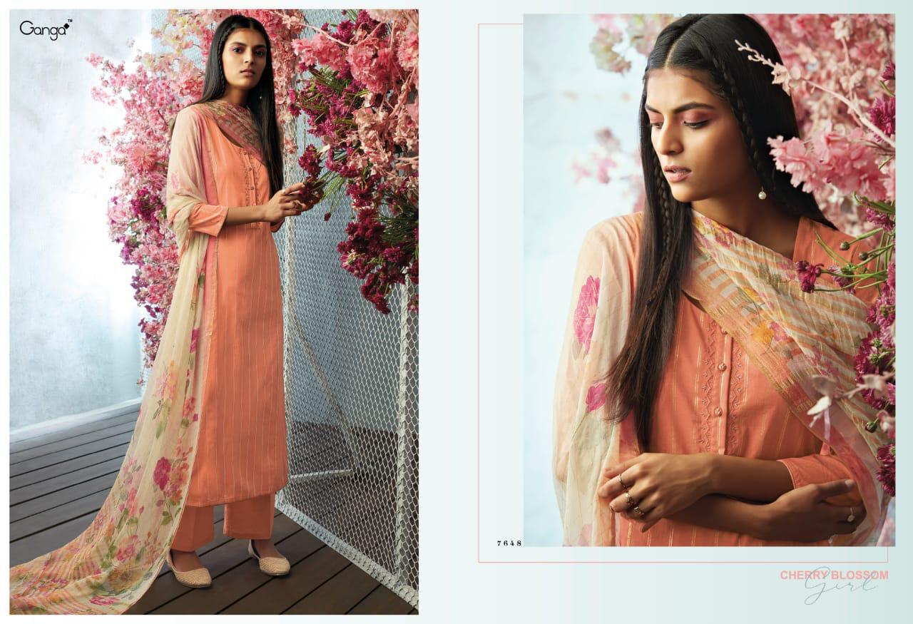 Ganga Fashion Presents Cherry Blossom Superior Cotton Printed With Gold Print Fancy Salwar Suit Wholesaler