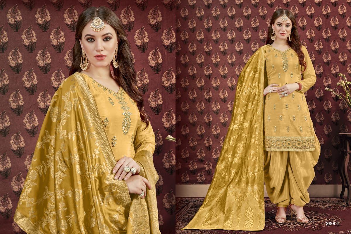 Twisha Presents Aanaya 88 Pure Viscose Top With Jacquard Dupattas Fancy Patiala Salwar Suit Wholesaler