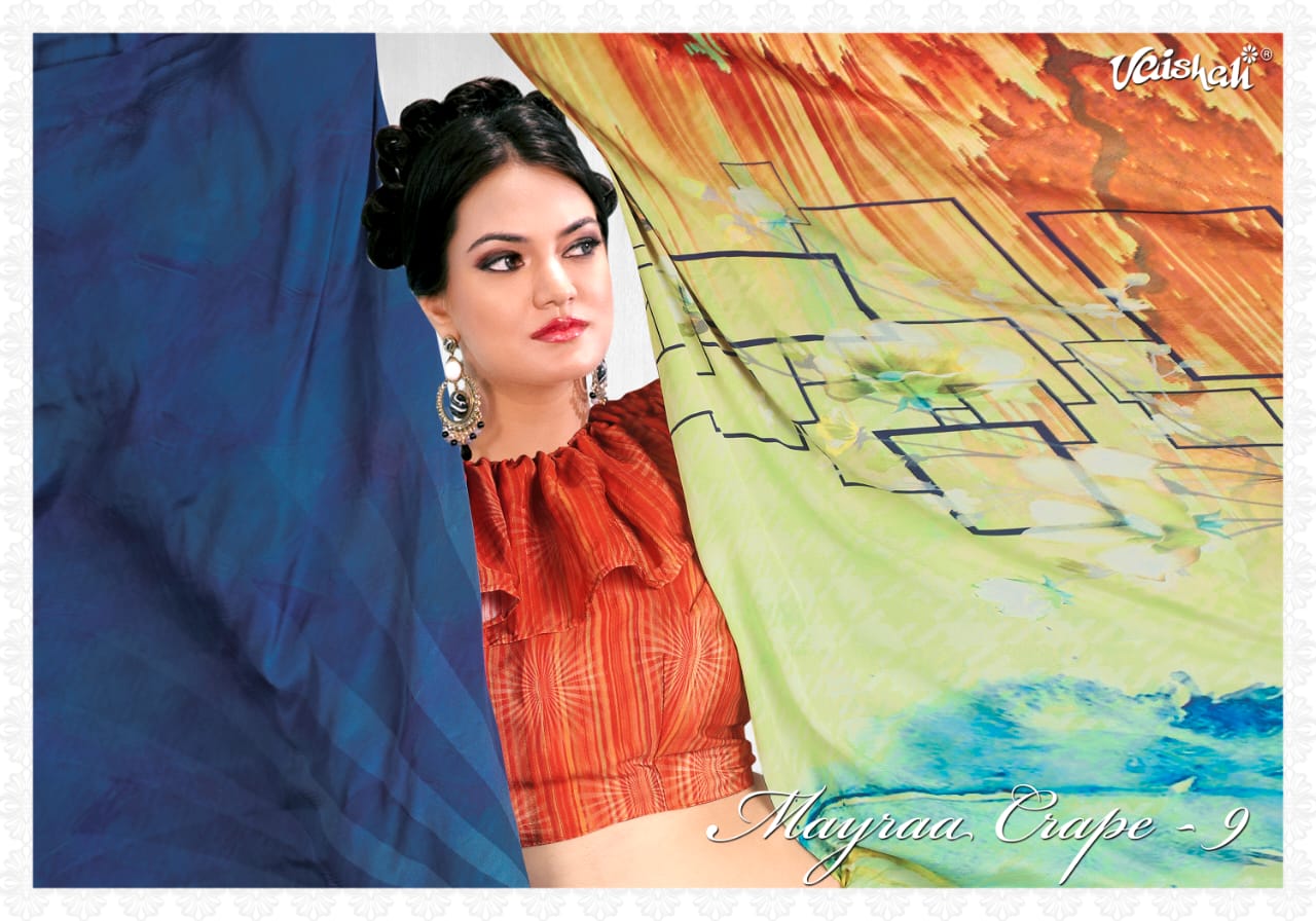 Vaishali Presents Mayra Crape Vol 9 Digital Printed Crepe Sarees Catalog Wholesaler