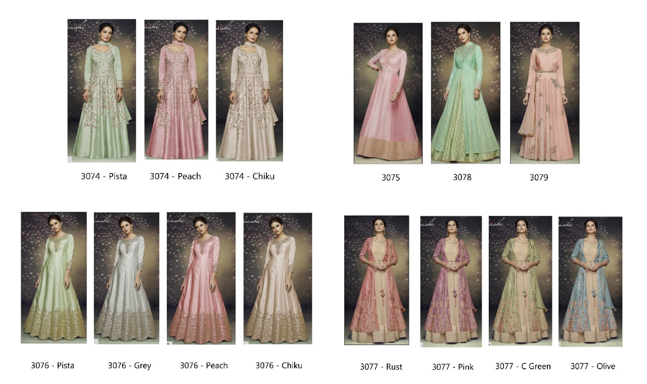 Nakkashi Present Rare 3074-3079 Series Designer Party Wear Ready Made Gown Catalog Wholesaler