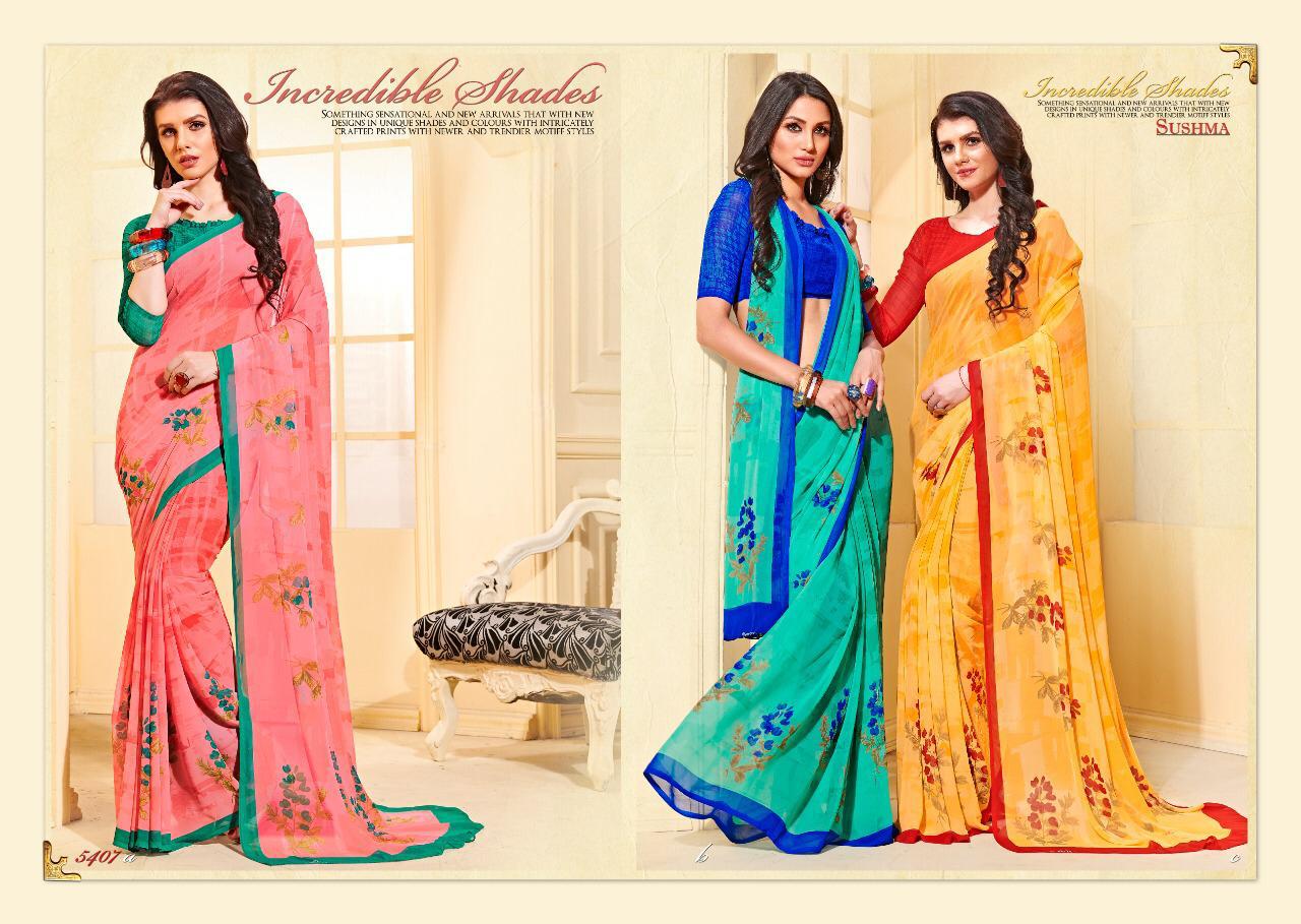 Sushma Sarees Presents Lady Like Colorful Star Georgette Daily Wear Sarees Catalog Wholesaler