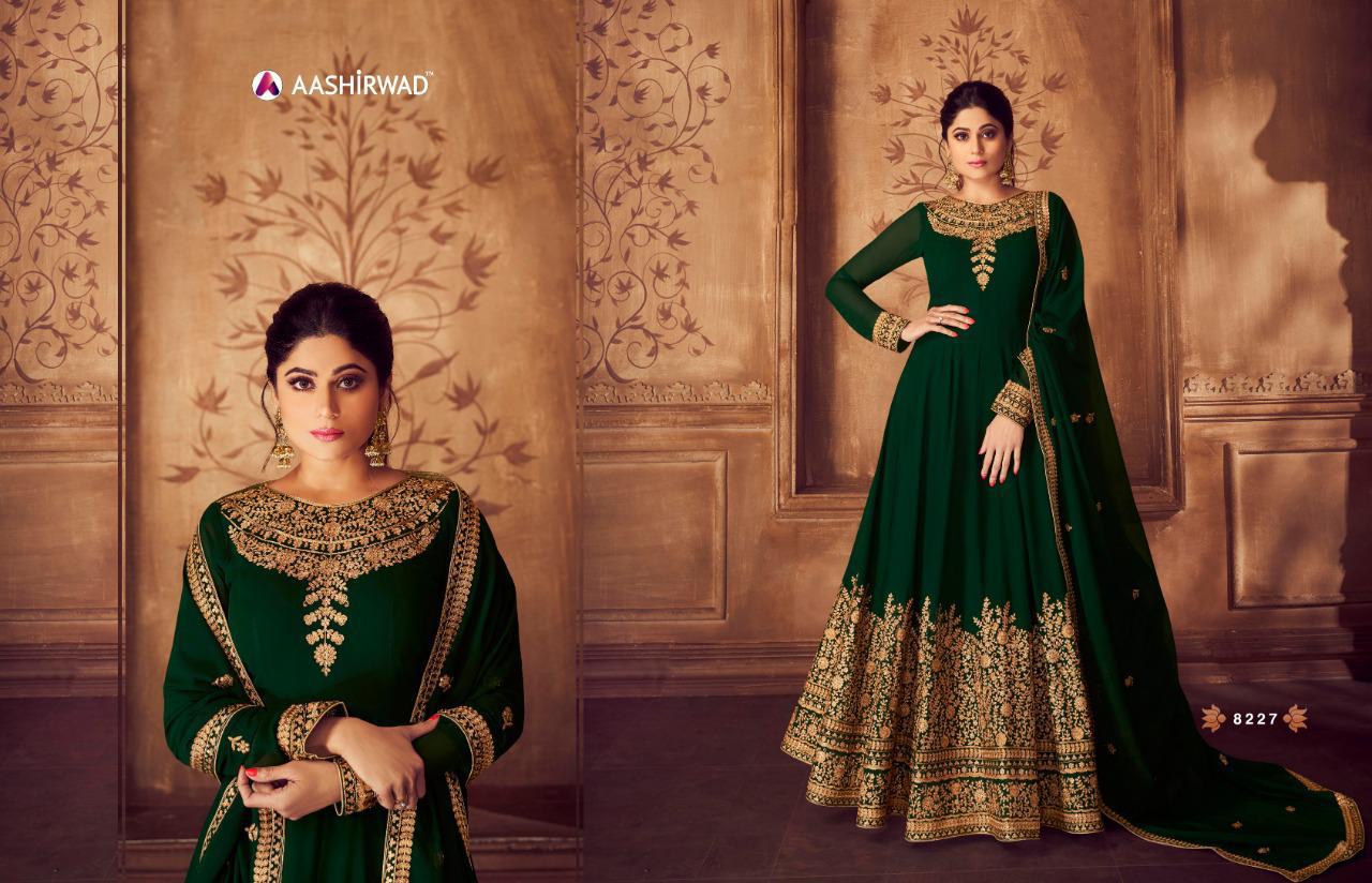 Aashirwad Presents Anarkali 8226 To 8229 Designer Reak Georgette With Embroidery Work Fancy Gown Collection