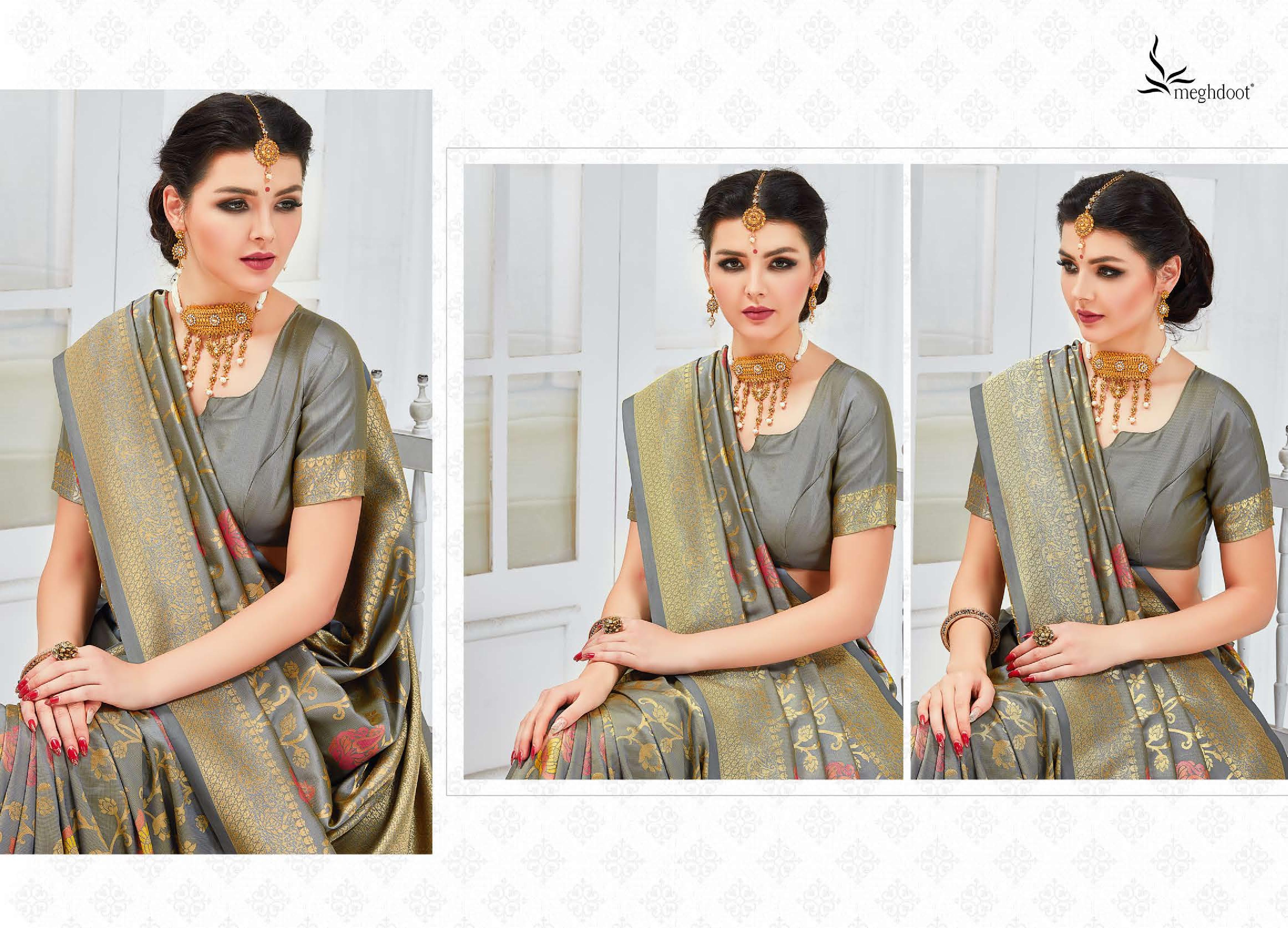 Meghdoot Presents Dazzle 1288 To 1310 Series Indian Marriage Wear Silk Sarees Catalog Wholesaler