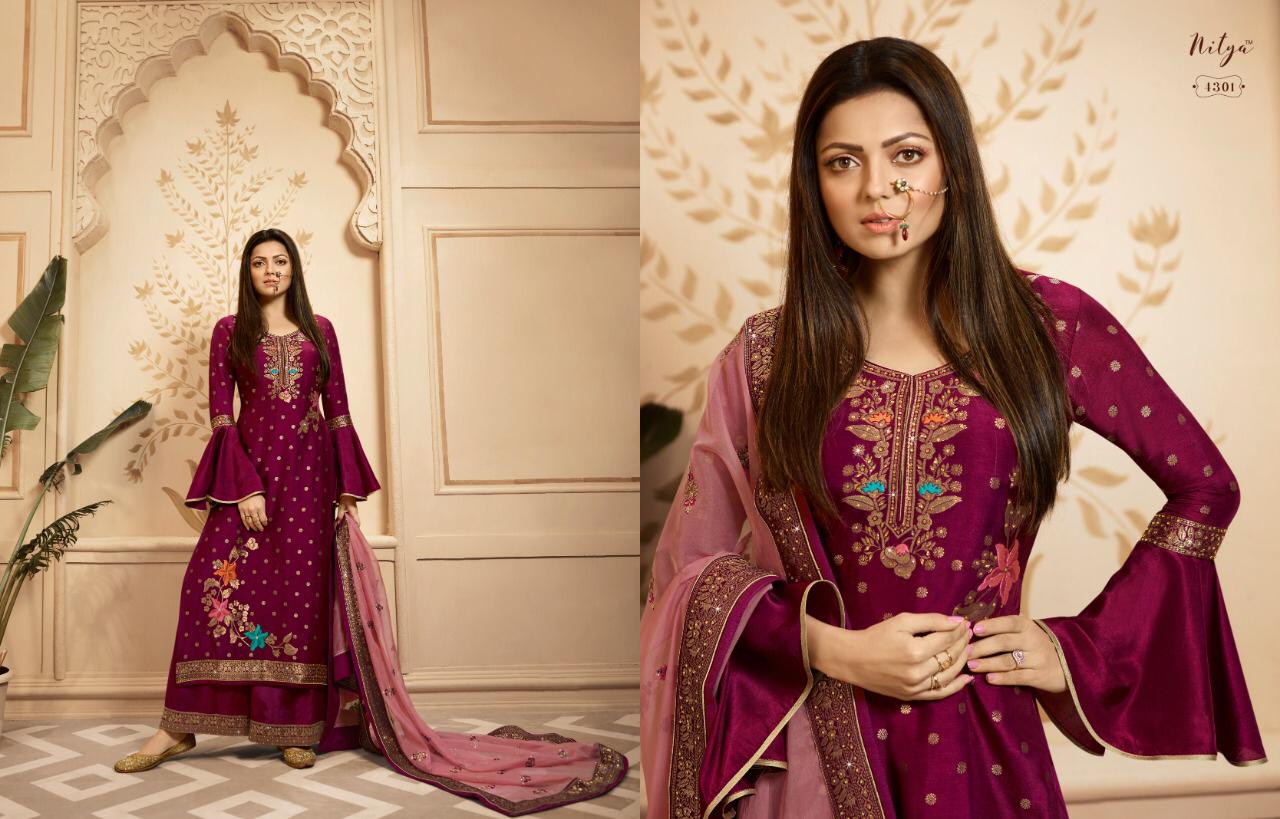 Lt Presents Nitya Vol-143 Pure Dola Silk Exclusive Designer Plazzo Style Salwar Suit Catalog Wholesaler