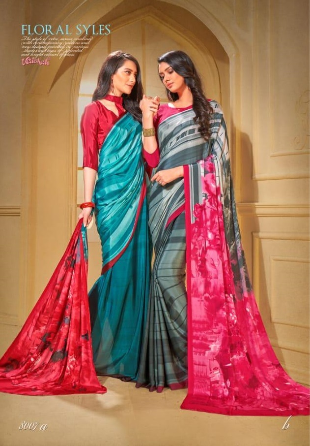 Vaishali Fashion Presents New Dimensions Digital Printed Saffron Silk Sarees Catalog Wholesaler
