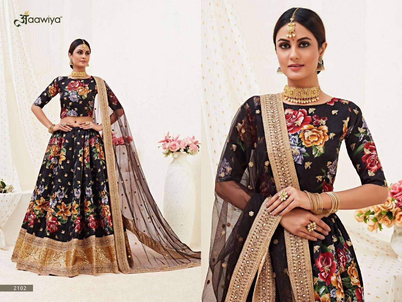 Aawiya Presents Hiranyam Vol-1 Designer Partywear Bangalory Silk Digiral Printed Lehenga Choli Catalog Wholesaler