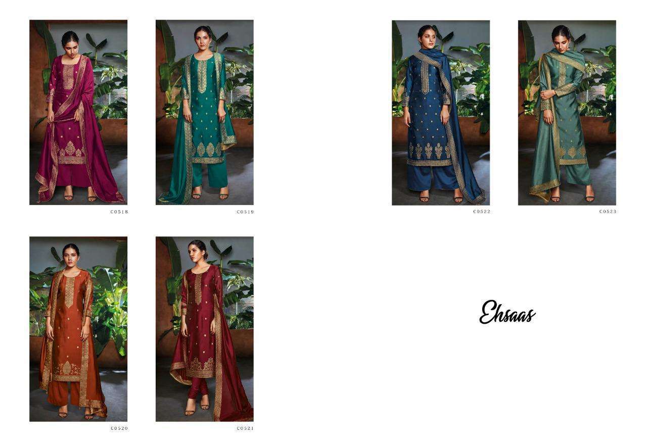 Ganga Presents Ehsaas Designer Partywear Pure Jacquard Silk Salwar Suit Catalog Wholesaler And Exporters