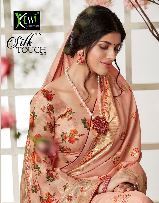 Kessi Sarees Presents Silk Touch Vol 2 Dola Silk With Foil Print Sarees Catalog Wholesaler