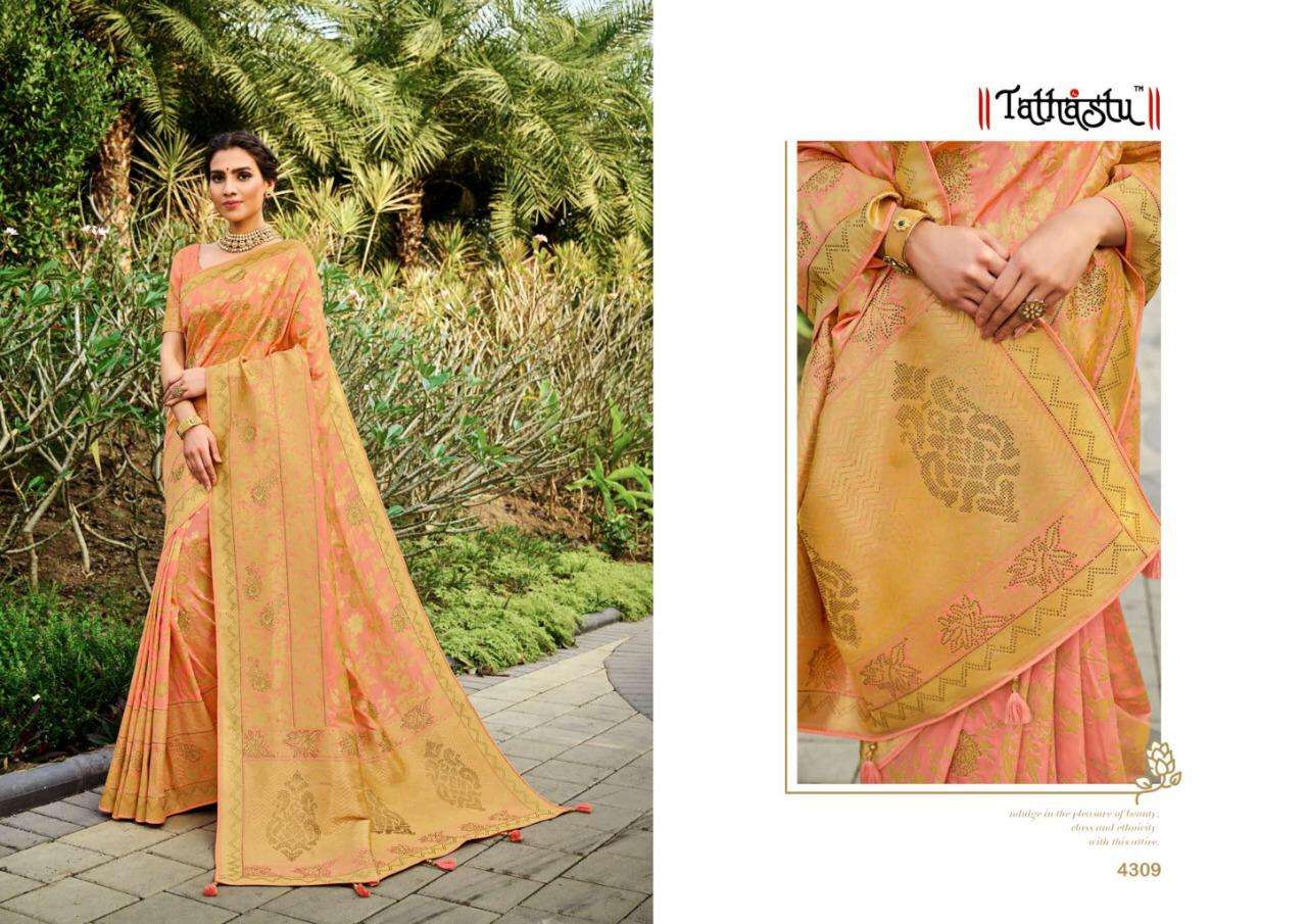 Tathastu Presents 4301 To 4311 Series Exclusive Designer Partywear Silk Saree Catalog Wholesaler