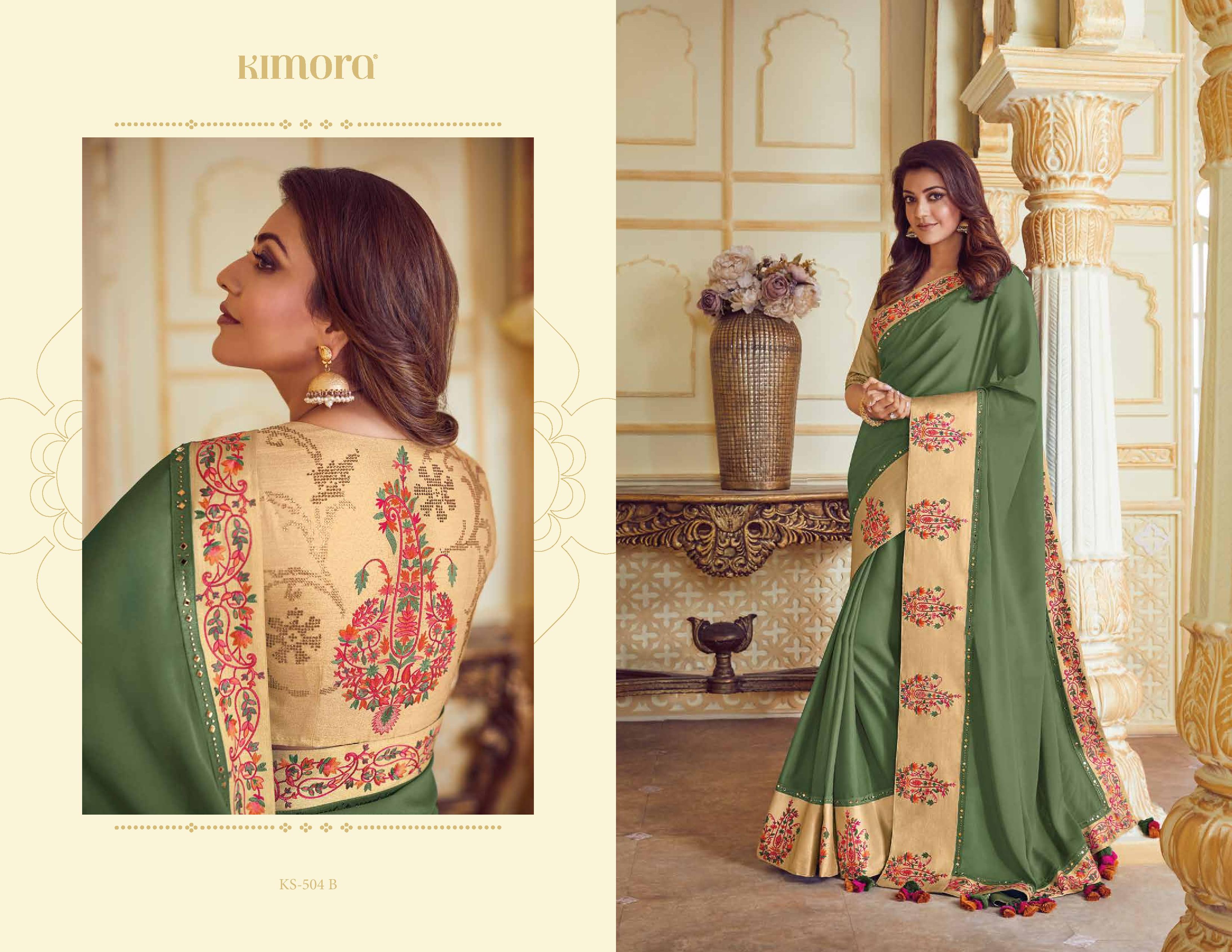 Kimora Presents Kajal-3 Colors Exclusive Designer Party Wear Silk Sarees Catalog Wholesaler