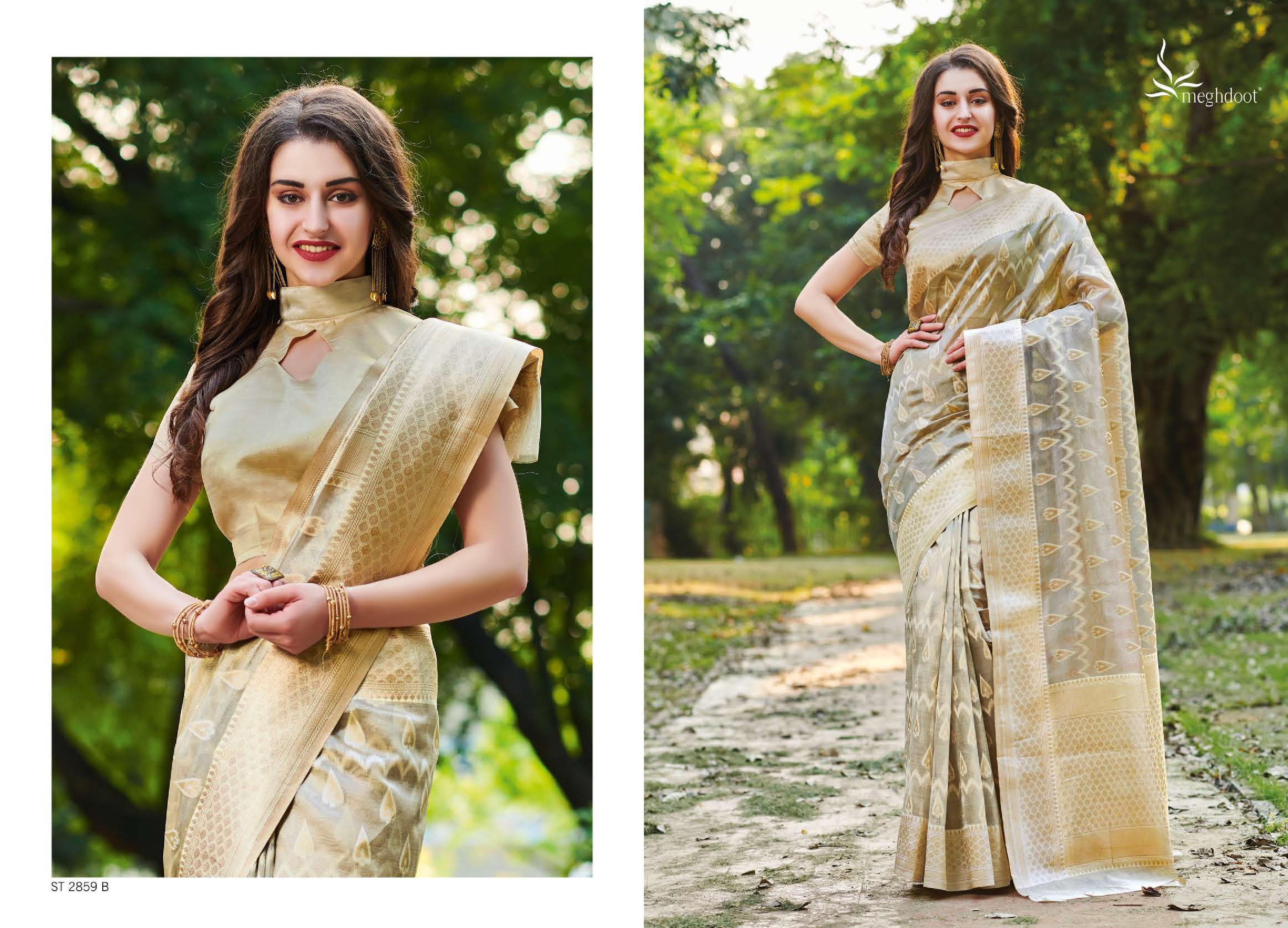 Meghdoot Presents Spark 2211 To 2896 South Indian Style Silk Sarees Catalog Wholesaler And Exporters