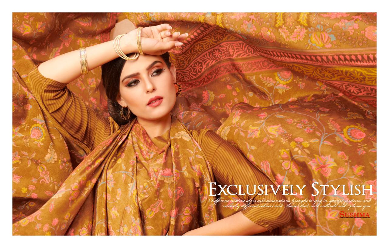 Sushma Presents Silk Wave Fancy Printed Daily Wear Crepe Sarees Catalog Wholesaler