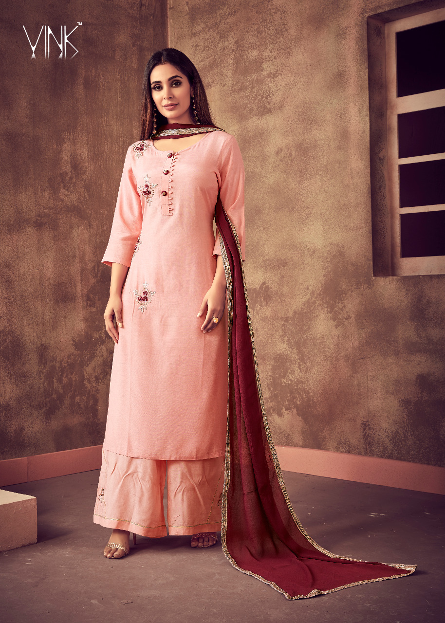 Vink Lounching Sabhaya Pure Muslin Kurta With Pure Dupatta And Muslin Pants With Embroidery And Hand Work Festive Collection At Wholesale