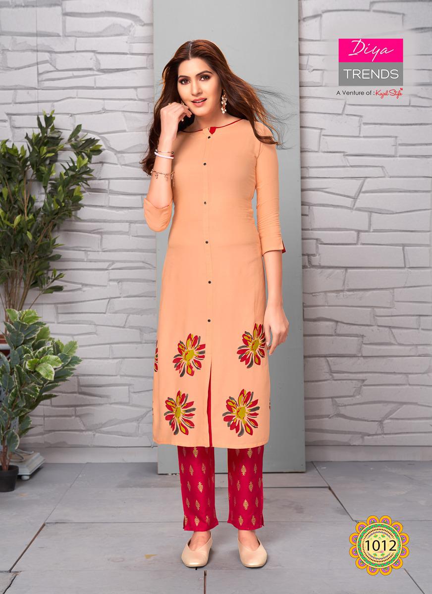 Diya Trends Presents Sparkle Vol-1 Deisgner Daily Wear Kurtis With Plazzo Collection At Wholesale
